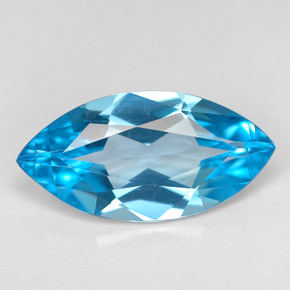5.63 ct Blue Topaz Gemstone, Topaz Gem in Marquise Facet Shape for Sale.