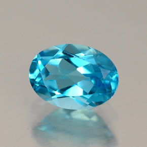 1.08 ct Blue Topaz Gemstone, Topaz Gem in Oval Facet Shape for Sale.