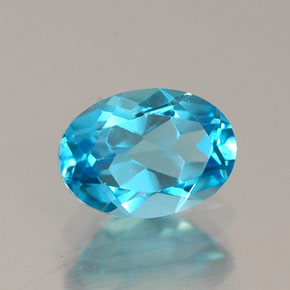 1.08 ct Blue Topaz Stone, Natural Topaz in Oval Facet Shape for Sale