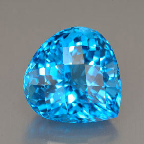 12.38 ct Blue Topaz Gemstone, Topaz Gem in Pear Checkerboard Shape for Sale.