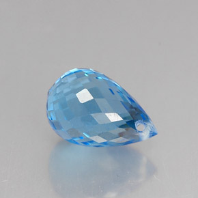 2.17 ct Blue Topaz Gemstone, Topaz Gem in Briolette with Hole Shape for Sale.