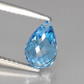 2.17 ct Blue Topaz Stone, Natural Topaz in Briolette with Hole Shape for Sale