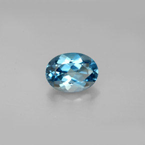 1.52 ct Blue Topaz Gemstone, Topaz Gem in Oval Facet Shape for Sale.