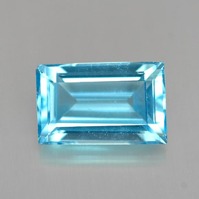 2.41 ct Blue Topaz Gemstone, Topaz Gem in Baguette Facet Shape for Sale.