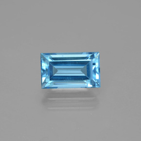 1.96 ct Blue Topaz Gemstone, Topaz Gem in Baguette Facet Shape for Sale.