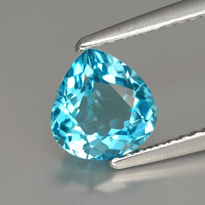 1.54 ct Blue Topaz Gemstone, Topaz Gem in Pear Facet Shape for Sale.