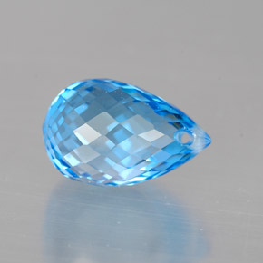 2.16 ct Blue Topaz Gemstone, Topaz Gem in Briolette with Hole Shape for Sale.