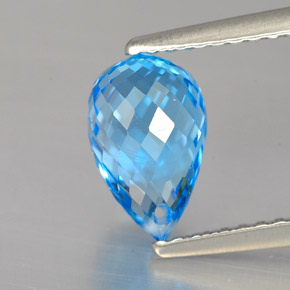 2.16 ct Blue Topaz Stone, Natural Topaz in Briolette with Hole Shape for Sale