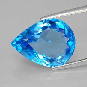9.62 ct Blue Topaz Gemstone, Topaz Gem in Pear Facet Shape for Sale.
