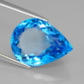 9.62 ct Blue Topaz Stone, Natural Topaz in Pear Facet Shape for Sale