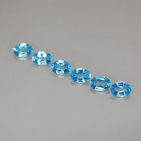 5.10 ct Blue Topaz Gemstone, Topaz Gem in Oval Facet Shape for Sale.