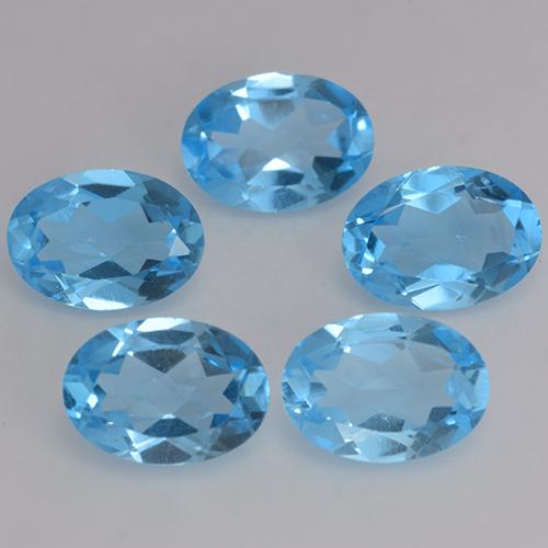 4.08 ctw Blue Topaz Gemstones, Topaz Gems in Oval Facet Shape for Sale.