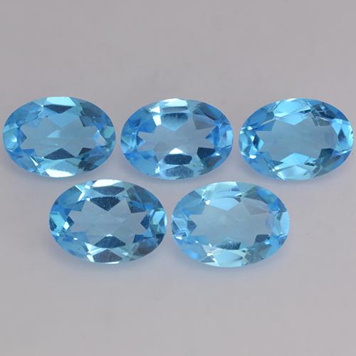 4.08 ctw Blue Topaz Stones, Natural Topaz in Oval Facet Shape for Sale