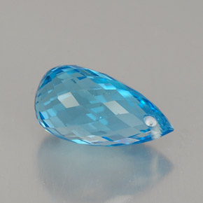 2.40 ct Blue Topaz Gemstone, Topaz Gem in Briolette with Hole Shape for Sale.