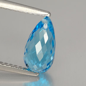 2.40 ct Blue Topaz Stone, Natural Topaz in Briolette with Hole Shape for Sale
