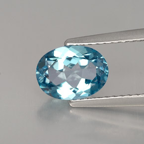 1.42 ct Blue Topaz Gemstone, Topaz Gem in Oval Facet Shape for Sale.