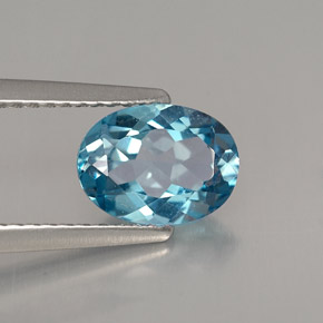 1.42 ct Blue Topaz Stone, Natural Topaz in Oval Facet Shape for Sale