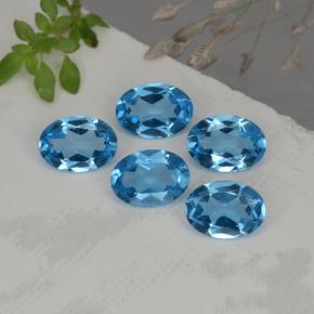 4.15 ctw Blue Topaz Gemstones, Topaz Gems in Oval Facet Shape for Sale.