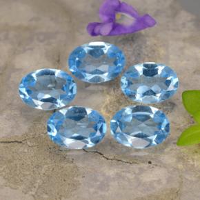 3.90 ctw Blue Topaz Gemstones, Topaz Gems in Oval Facet Shape for Sale.