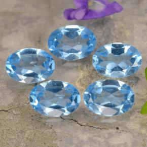 3.90 ctw Blue Topaz Stones, Natural Topaz in Oval Facet Shape for Sale