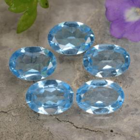 3.82 ctw Blue Topaz Stones, Natural Topaz in Oval Facet Shape for Sale