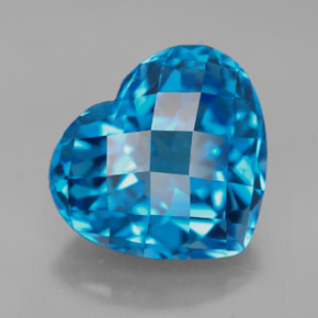 8.01 ct Blue Topaz Gemstone, Topaz Gem in Heart Checkerboard Shape for Sale.