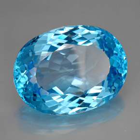 165.50 ct Blue Topaz Stone, Natural Topaz in Oval Facet Shape for Sale