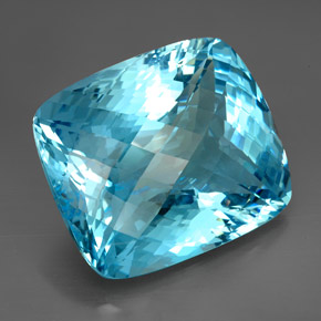 206.00 ct Blue Topaz Gemstone, Topaz Gem in Cushion Checkerboard Shape for Sale.
