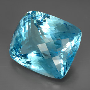 206.00 ct Blue Topaz Stone, Natural Topaz in Cushion Checkerboard Shape for Sale