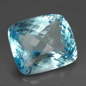 185.00 ct Blue Topaz Gemstone, Topaz Gem in Cushion Checkerboard Shape for Sale.