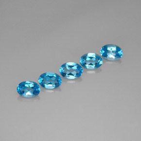4.77 ct Blue Topaz Stone, Natural Topaz in Oval Facet Shape for Sale