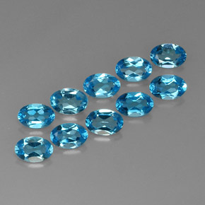 5.42 ct Blue Topaz Gemstone, Topaz Gem in Oval Facet Shape for Sale.