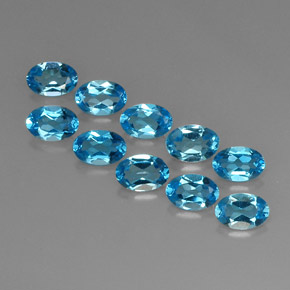 5.42 ct Blue Topaz Stone, Natural Topaz in Oval Facet Shape for Sale