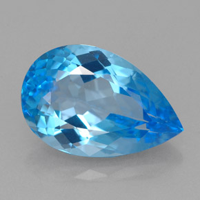 5.28 ct Blue Topaz Gemstone, Topaz Gem in Pear Facet Shape for Sale.