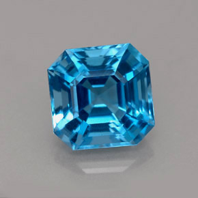 5.30 ct Blue Topaz Gemstone, Topaz Gem in Asscher Cut Shape for Sale.