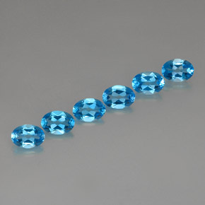 5.30 ct Blue Topaz Gemstone, Topaz Gem in Oval Facet Shape for Sale.