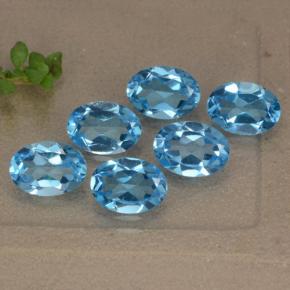 5.19 ctw Blue Topaz Gemstones, Topaz Gems in Oval Facet Shape for Sale.