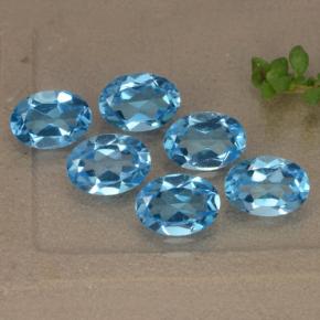 5.19 ctw Blue Topaz Stones, Natural Topaz in Oval Facet Shape for Sale