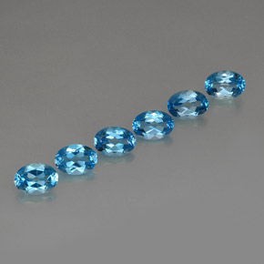 5.86 ct Blue Topaz Gemstone, Topaz Gem in Oval Facet Shape for Sale.