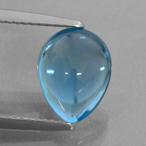 3.59 ct Blue Topaz Stone, Natural Topaz in Pear Cabochon Shape for Sale