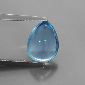 3.29 ct Blue Topaz Gemstone, Topaz Gem in Pear Cabochon Shape for Sale.