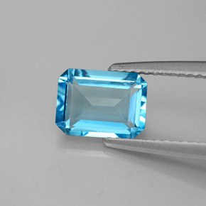 2.05 ct Blue Topaz Gemstone, Topaz Gem in Octagon Facet Shape for Sale.