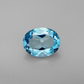 2.33 ct Blue Topaz Gemstone, Topaz Gem in Oval Facet Shape for Sale.