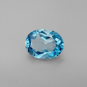 2.33 ct Blue Topaz Stone, Natural Topaz in Oval Facet Shape for Sale