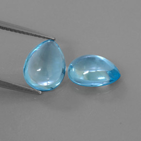 6.37 ct Blue Topaz Gemstone, Topaz Gem in Pear Cabochon Shape for Sale.