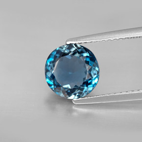2.53 ct Blue Topaz Gemstone, Topaz Gem in Round Facet Shape for Sale.