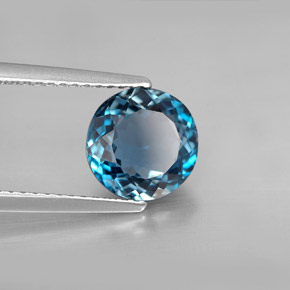 2.53 ct Blue Topaz Stone, Natural Topaz in Round Facet Shape for Sale