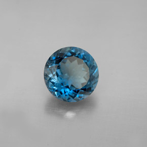 2.55 ct Blue Topaz Stone, Natural Topaz in Round Facet Shape for Sale