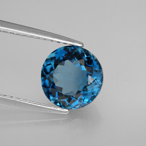 2.46 ct Blue Topaz Stone, Natural Topaz in Round Facet Shape for Sale