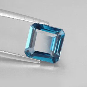 2.40 ct Blue Topaz Stone, Natural Topaz in Octagon Facet Shape for Sale